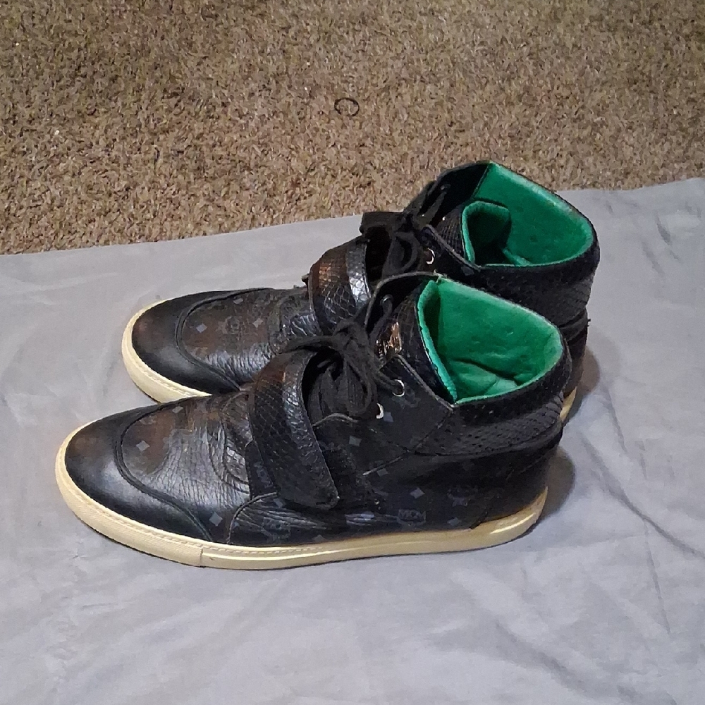 MCM Black and Green Sneakers High-Top Style